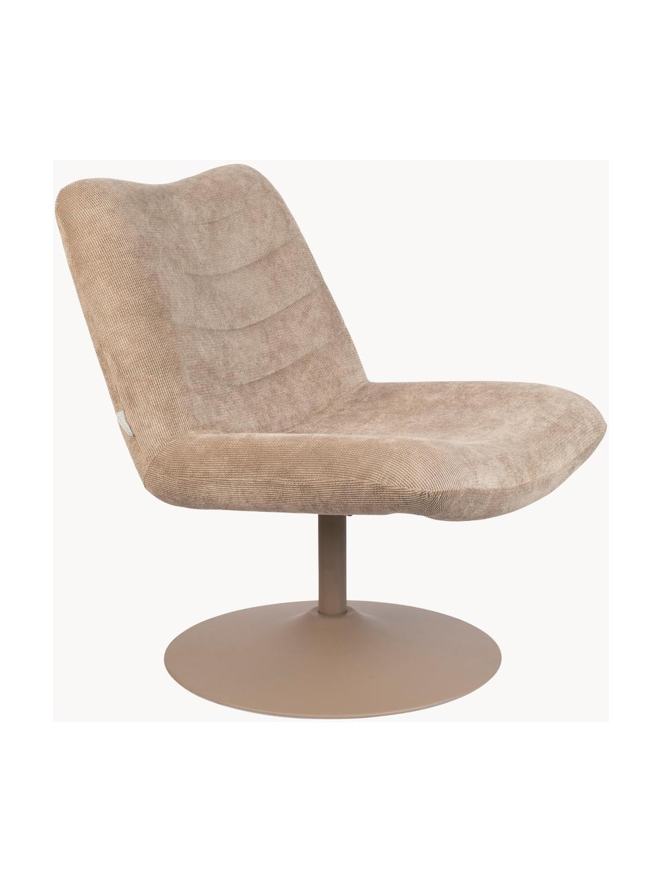 Chaise lounge velours côtelé Bubba, Tissu beige, larg. 67 x prof. 81 cm