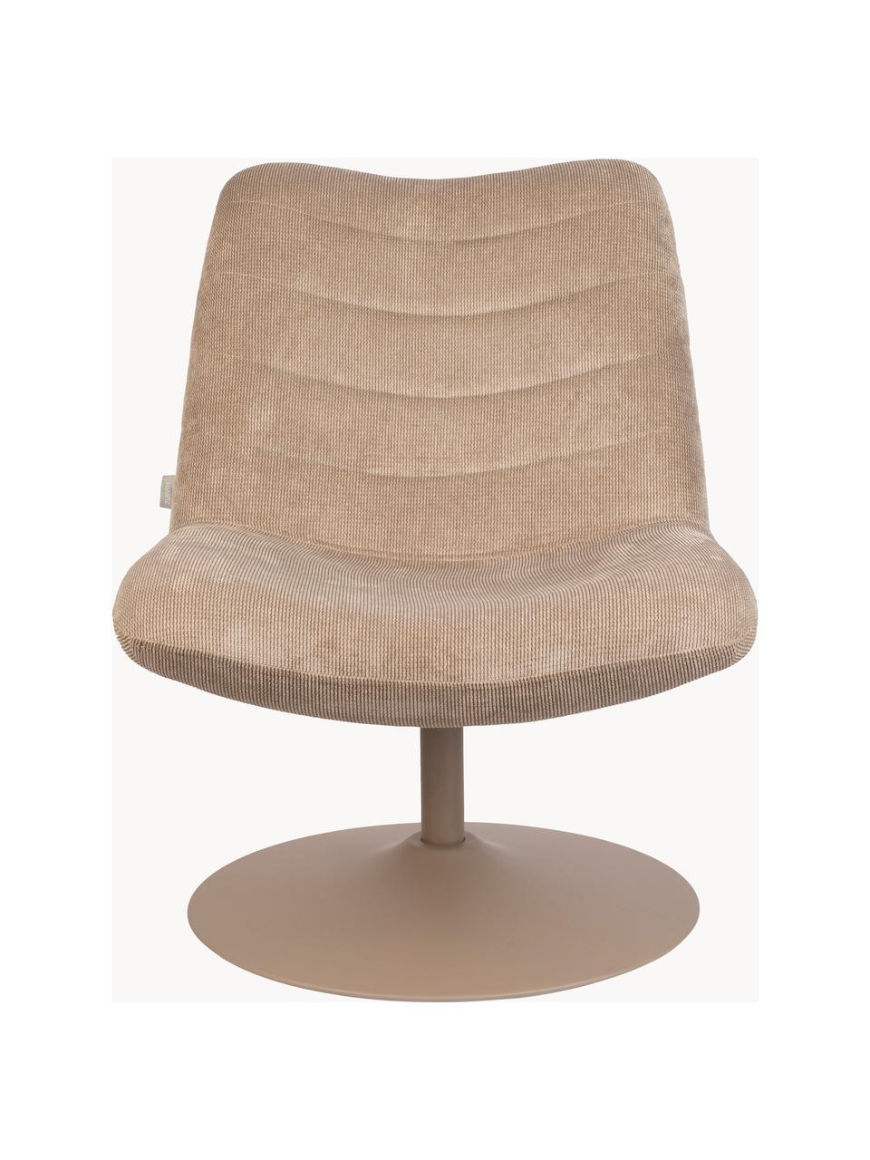 Drehbarer Cord-Loungesessel Bubba, Bezug: 90% Polyester, 10% Nylon), Gestell: Eukalyptussperrholz, Webstoff Beige, B 67 x T 81 cm