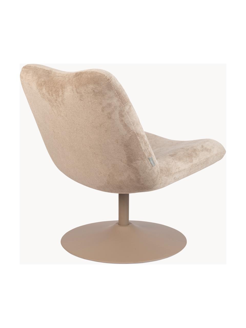 Chaise lounge en velours côtelé Bubba, Velours côtelé beige, larg. 67 x prof. 81 cm