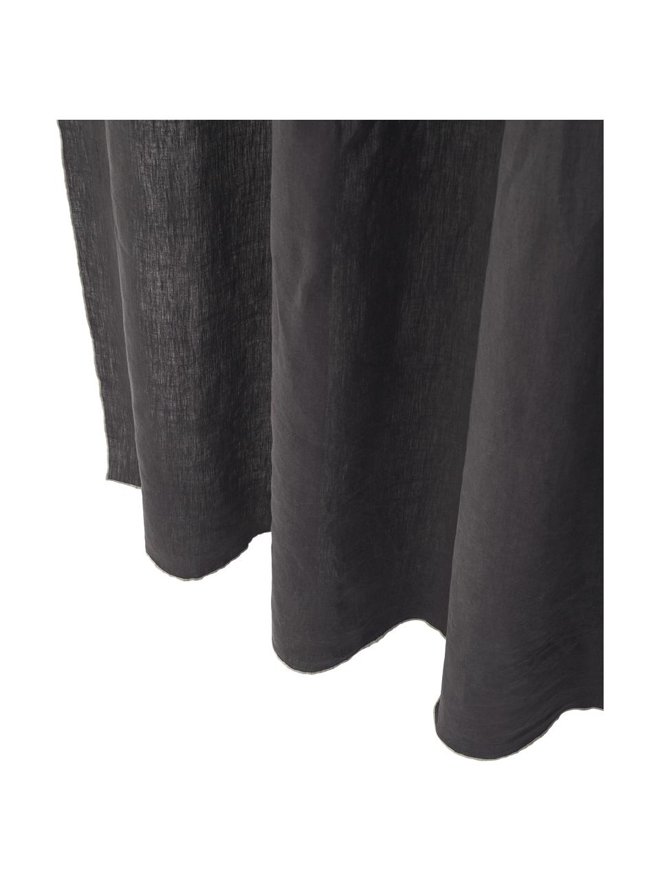 Zasłona półtransparentna z lnu Eleonara, 2 szt., 100% len, Ciemny niebieski, S 145 x D 260 cm