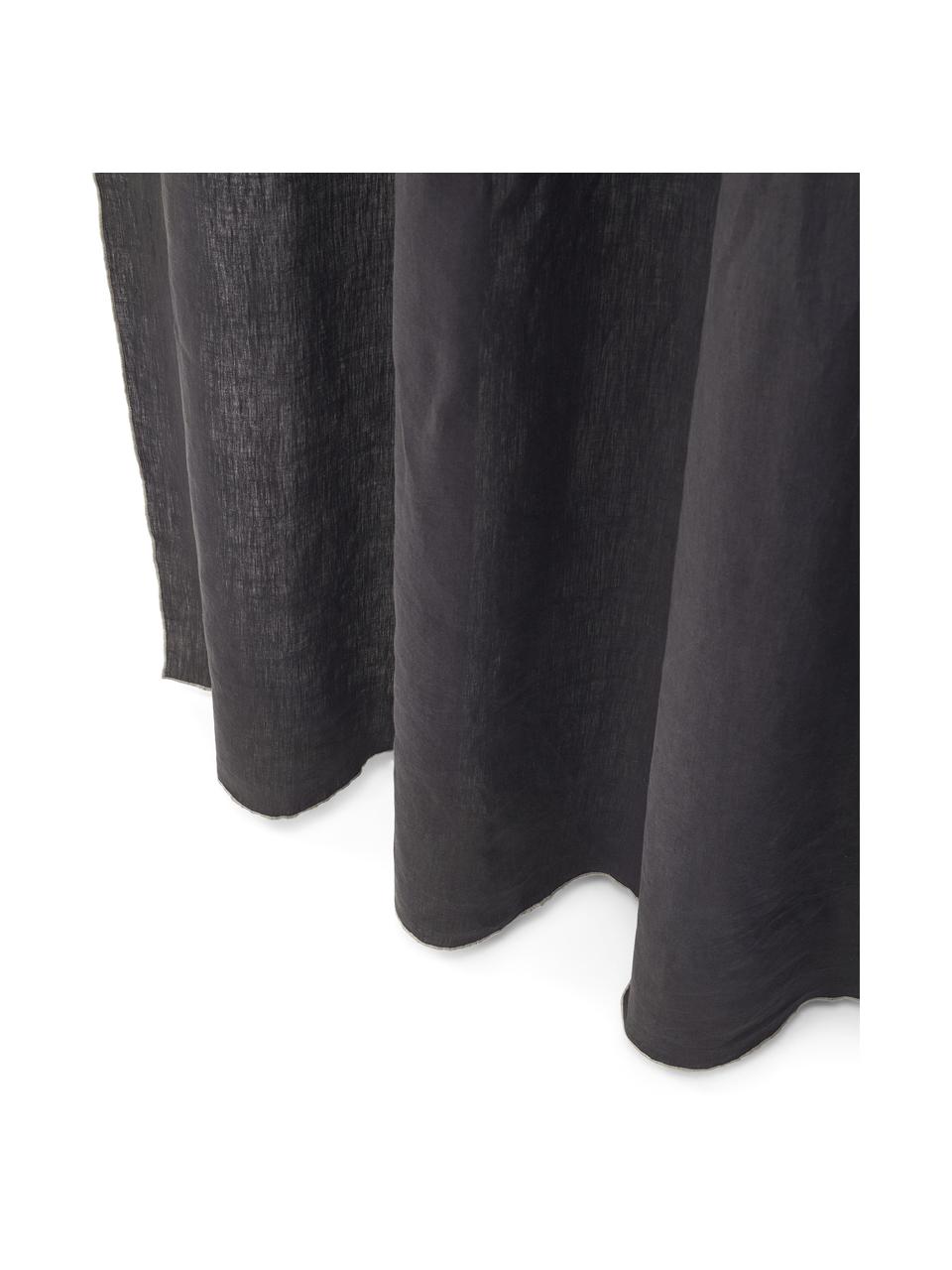 Rideaux translucides en lin avec tunnel passe-tringle Eleonara, 2 pièces, 100 % pur lin, Bleu foncé, larg. 145 x long. 300 cm