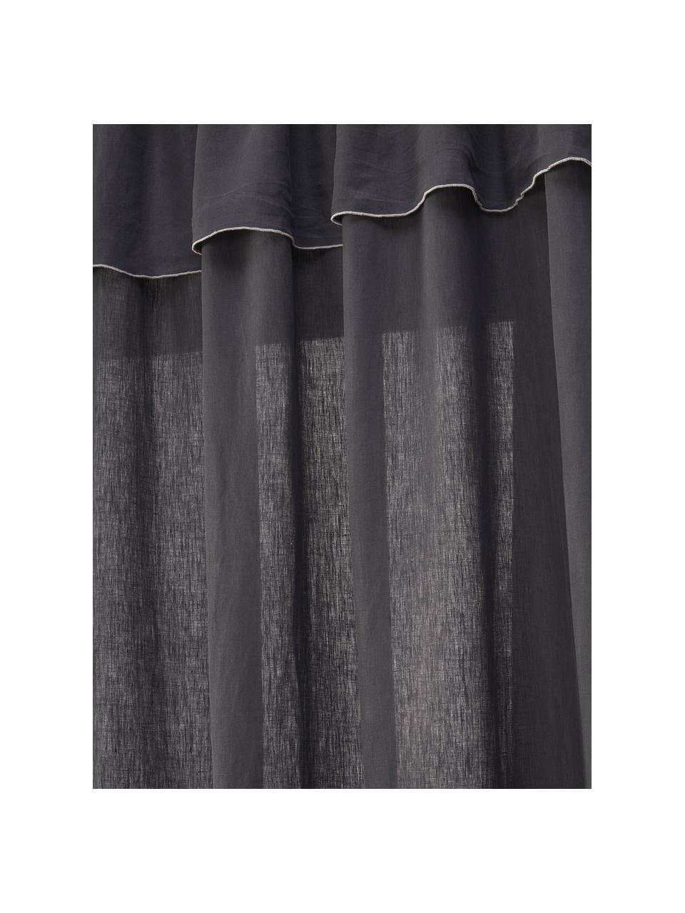 Cortinas semitransparente de lino con dobladillo Eleonara, 2 uds., 100% lino, Gris antracita, An 145 x L 260 cm