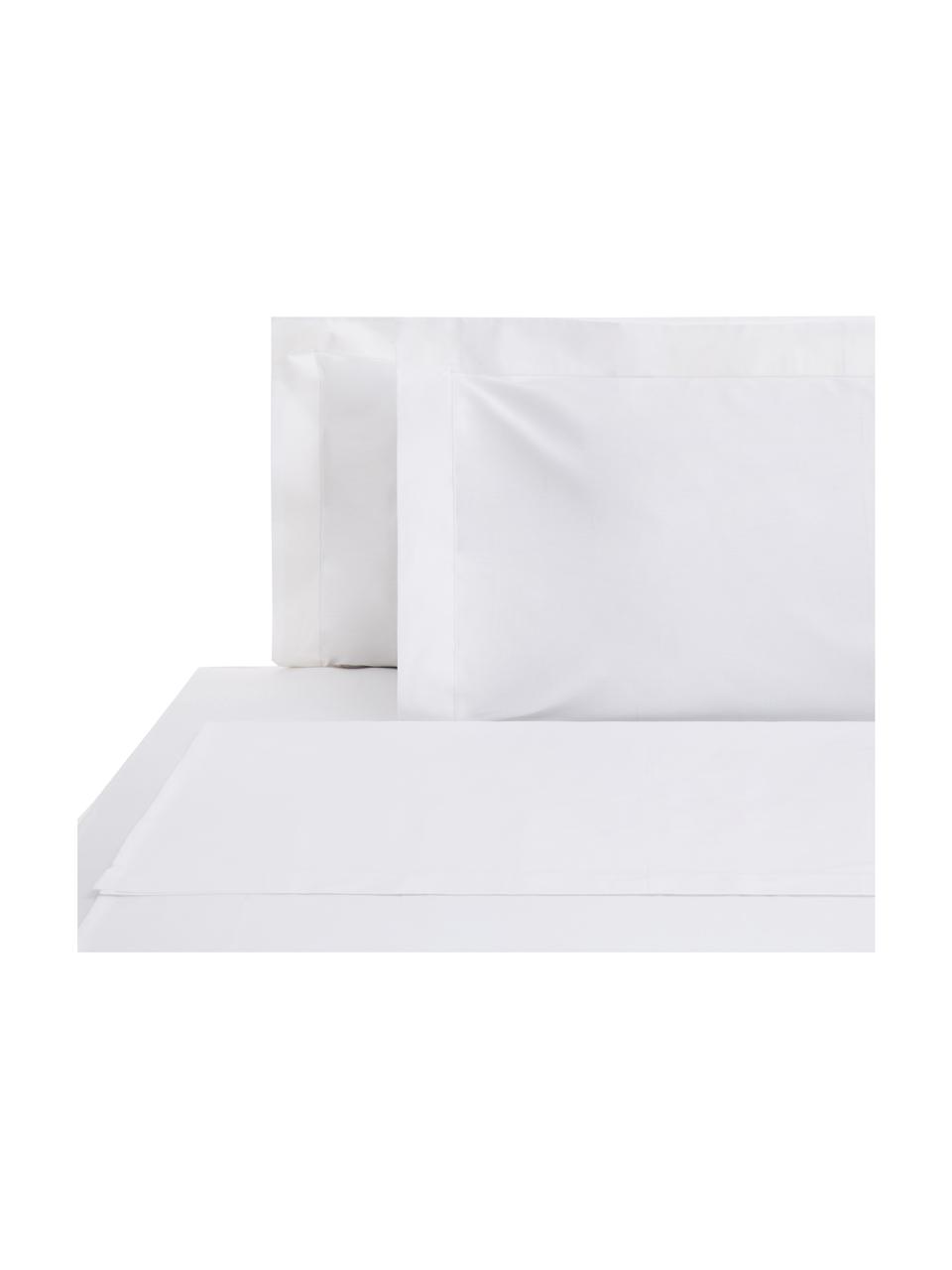 Set lenzuola in raso di cotone Cleo, 4 pz, Bianco, 260 x 295 cm