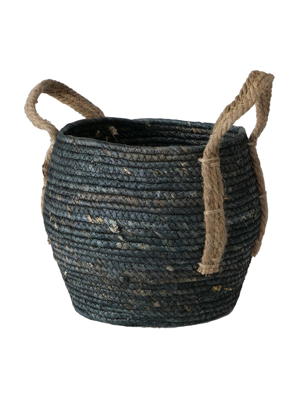Set de cesta artesanales Takeo, 3 pzas., Asas: yute, Negro, Set de diferentes tamaños