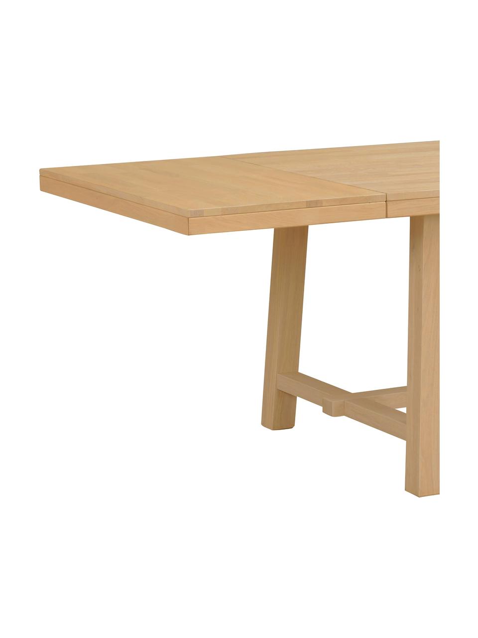 Stół do jadalni z drewna Brooklyn, rozsuwany, różne rozmiary, Lite drewno dębowe, szczotkowane i jasne lakierowane, Drewno dębowe, S 170 do 220 x G 95 cm