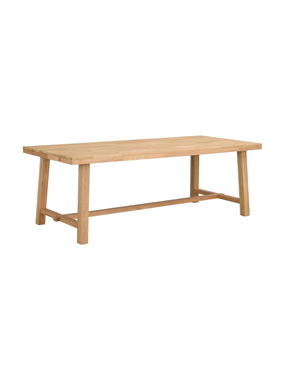 Stół do jadalni z drewna Brooklyn, rozsuwany, różne rozmiary, Lite drewno dębowe, szczotkowane i jasne lakierowane, Drewno dębowe, S 170 do 220 x G 95 cm