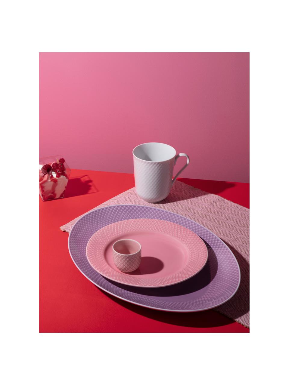 Porcelánové snídaňové talíře Rhombe, 4 ks, Porcelán, Starorůžová, Ø 21 cm