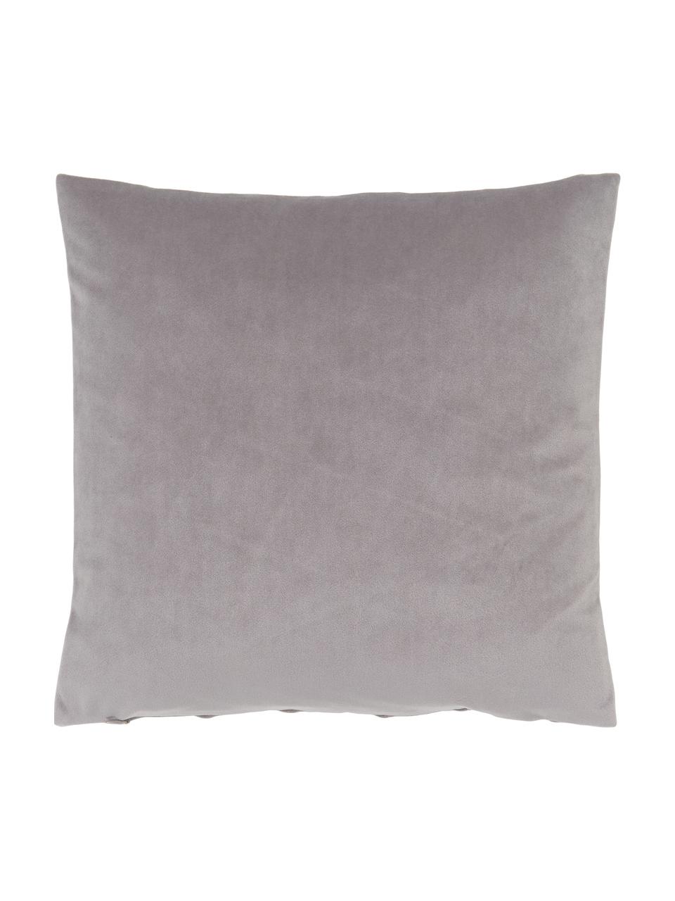 Federa arredo in velluto grigio chiaro con motivo strutturato Leyla, Velluto (100% poliestere), Grigio chiaro, Larg. 40 x Lung. 40 cm