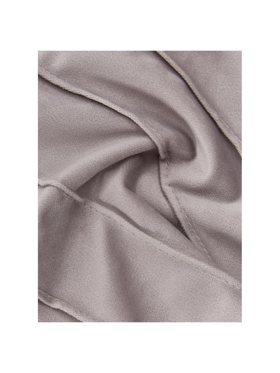 Federa arredo in velluto grigio chiaro con motivo strutturato Leyla, Velluto (100% poliestere), Grigio chiaro, Larg. 40 x Lung. 40 cm