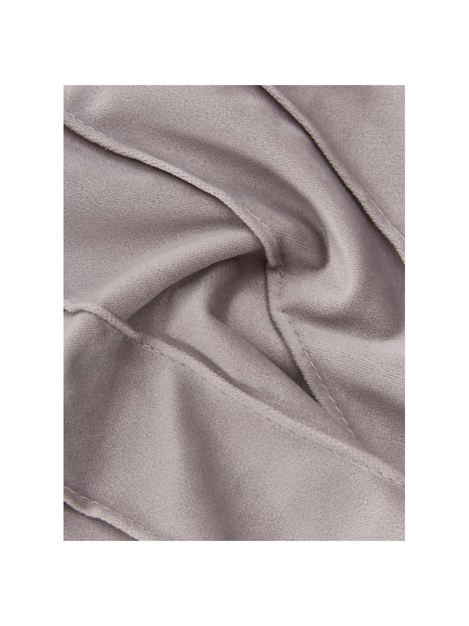 Housse de coussin en velours gris clair Leyla, Velours (100 % polyester), Gris, larg. 40 x long. 40 cm