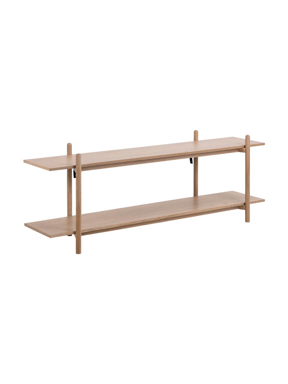 Lowboard Asbaek van hout met twee schappen, MDF met eikenhoutfineer, Bruin, B 150 x H 55 cm