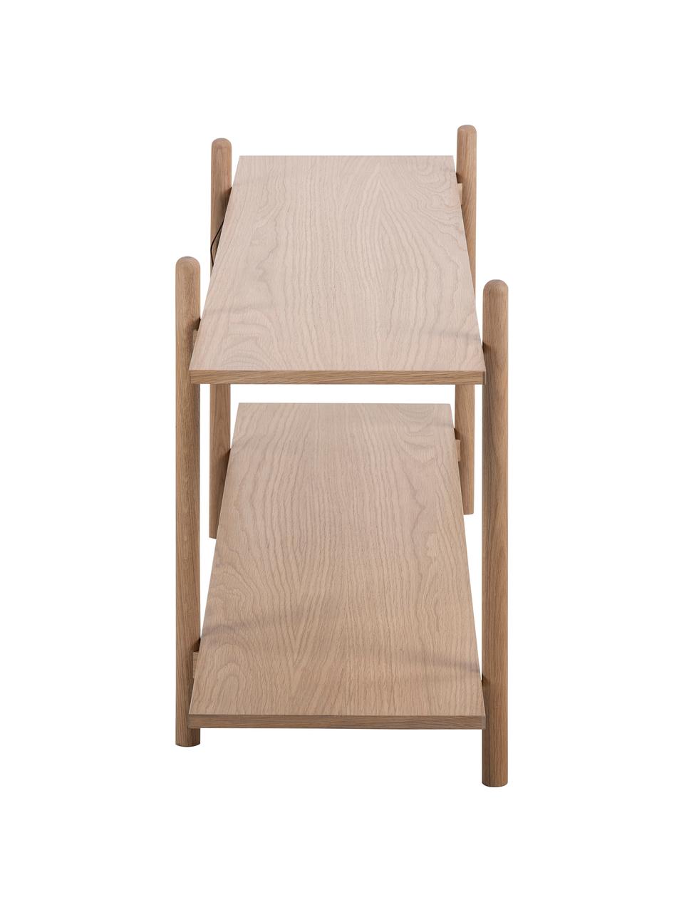 Lowboard Asbaek van hout met twee schappen, MDF met eikenhoutfineer, Bruin, B 150 x H 55 cm