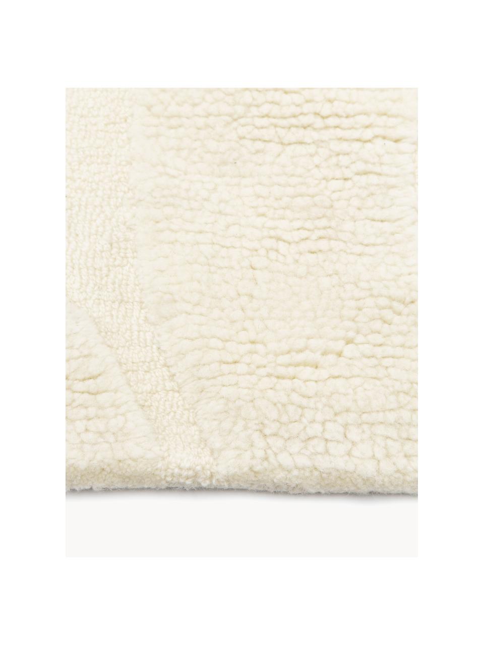 Tappeto in lana tessuto a mano con struttura in rilievo Clio, Retro: 100% cotone Nel caso dei , Bianco crema, Larg. 160 x Lung. 230 cm (taglia M)