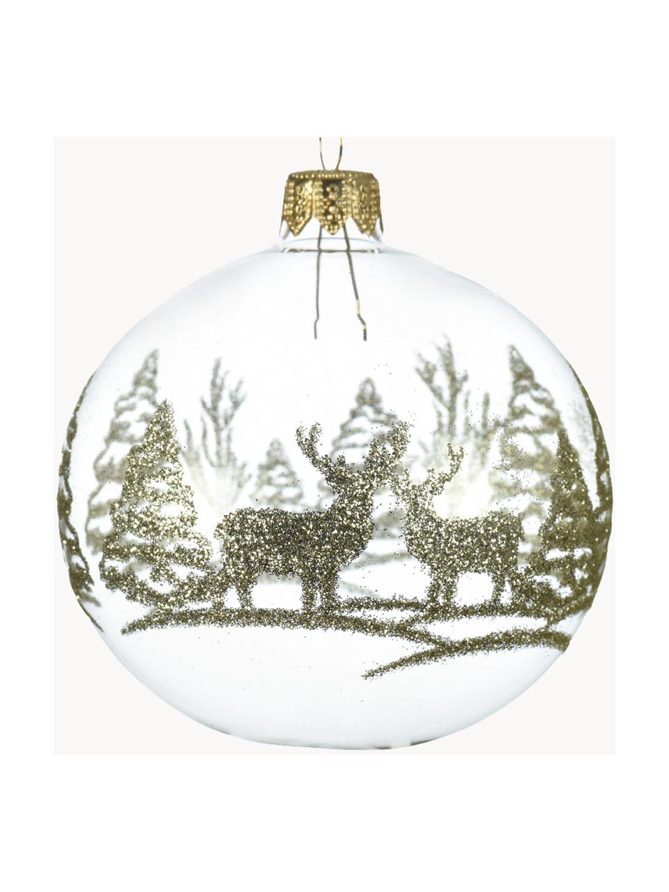 Vánoční ozdoby Deer, 6 ks, Sklo, Transparentní, zelená, Ø 8 cm