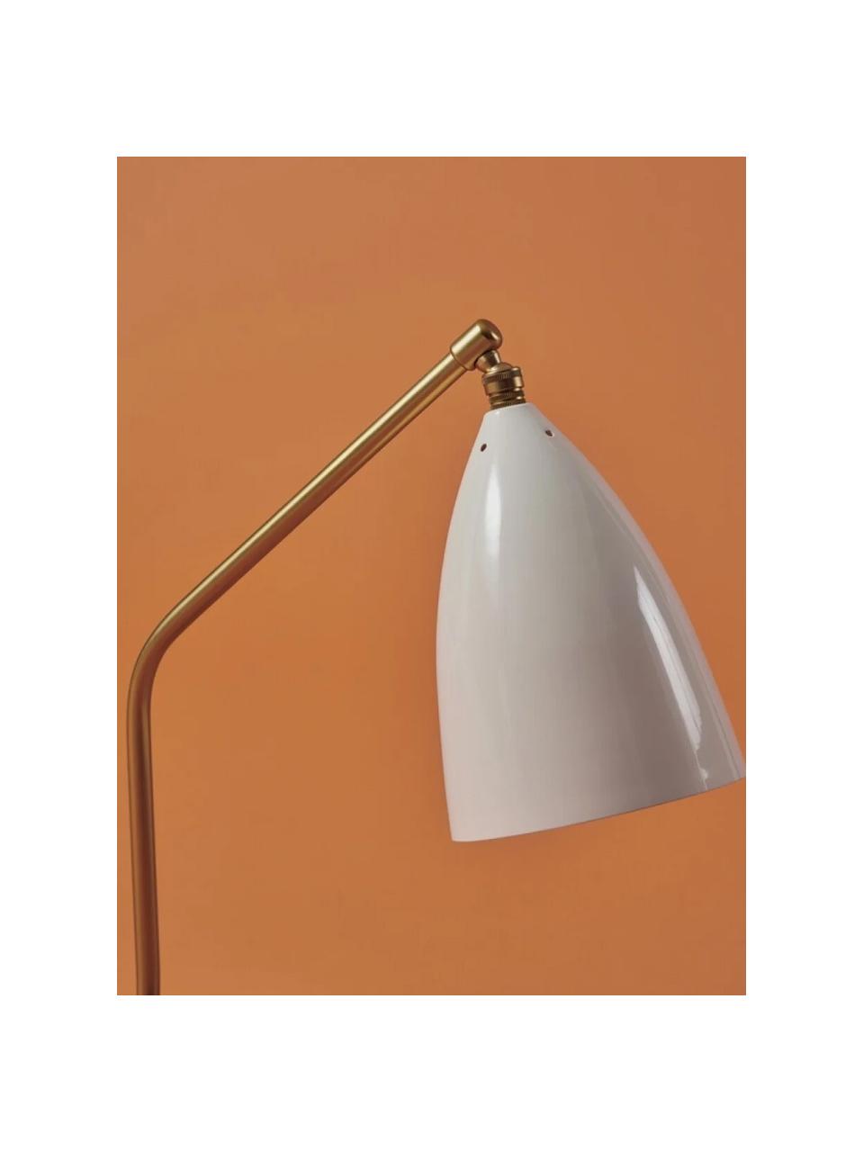 Tischlampe Gräshoppa, Lampenschirm: Stahl, pulverbeschichtet, Weiß glänzend, Messing, B 48 x H 44 cm
