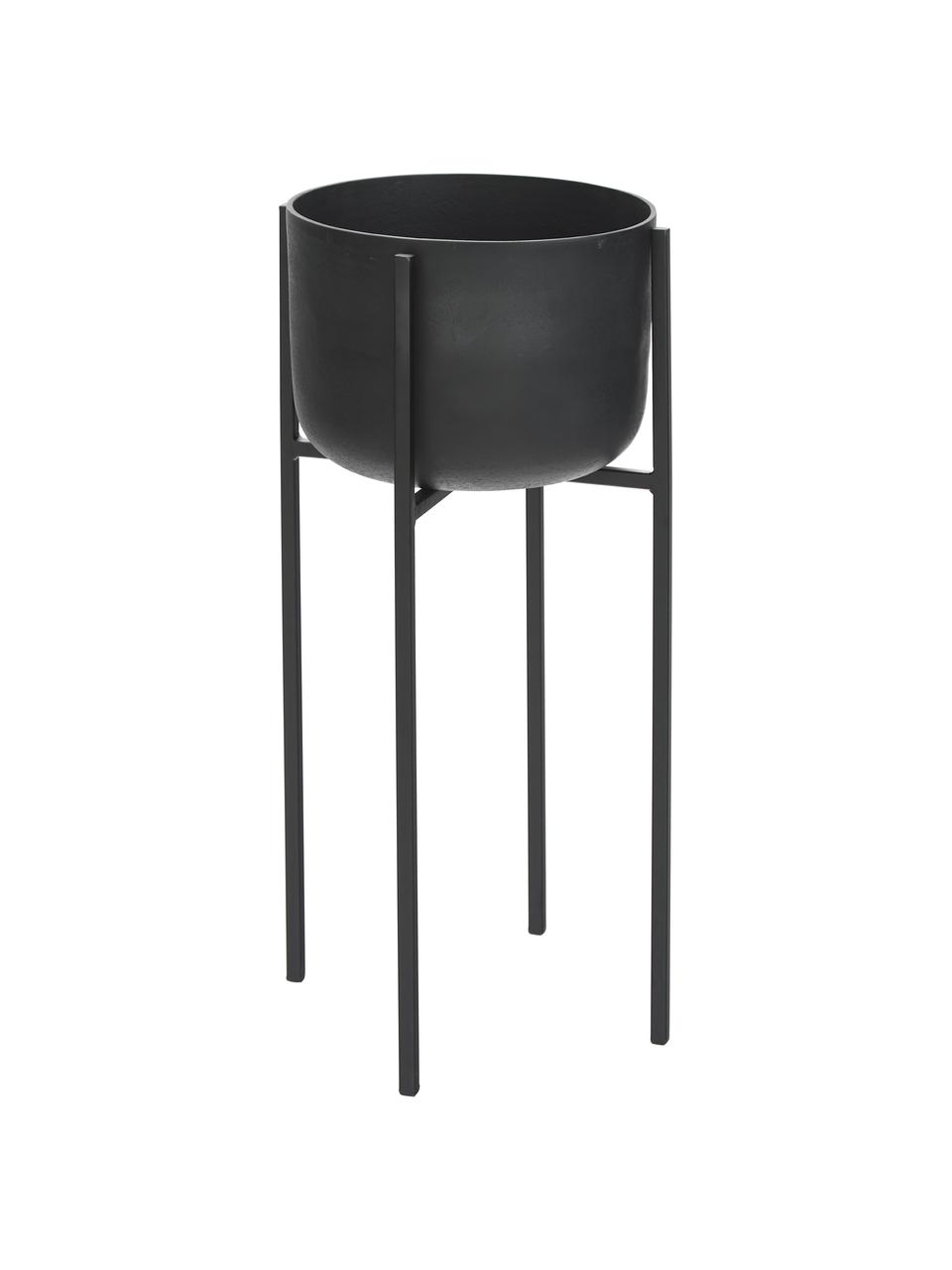 Cache-pot en métal Minell, Noir, Ø 38 x haut. 75 cm