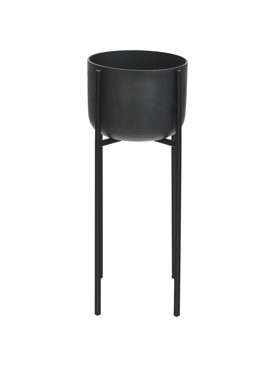 Cache-pot en métal Minell, Noir, Ø 38 x haut. 75 cm