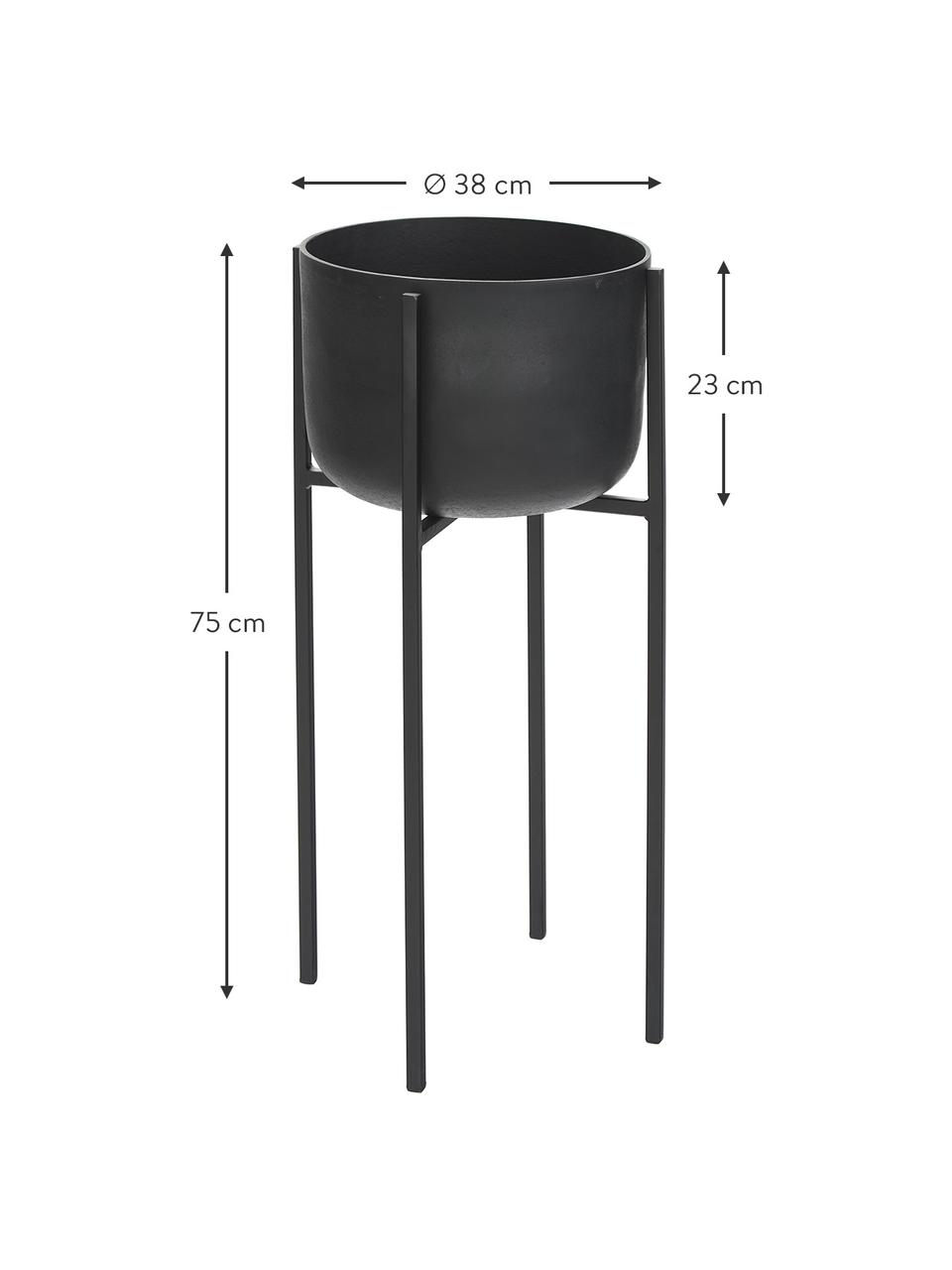 Grote plantenpot Minell van metaal, Frame: gecoat metaal, Zwart, Ø 38 x H 75 cm