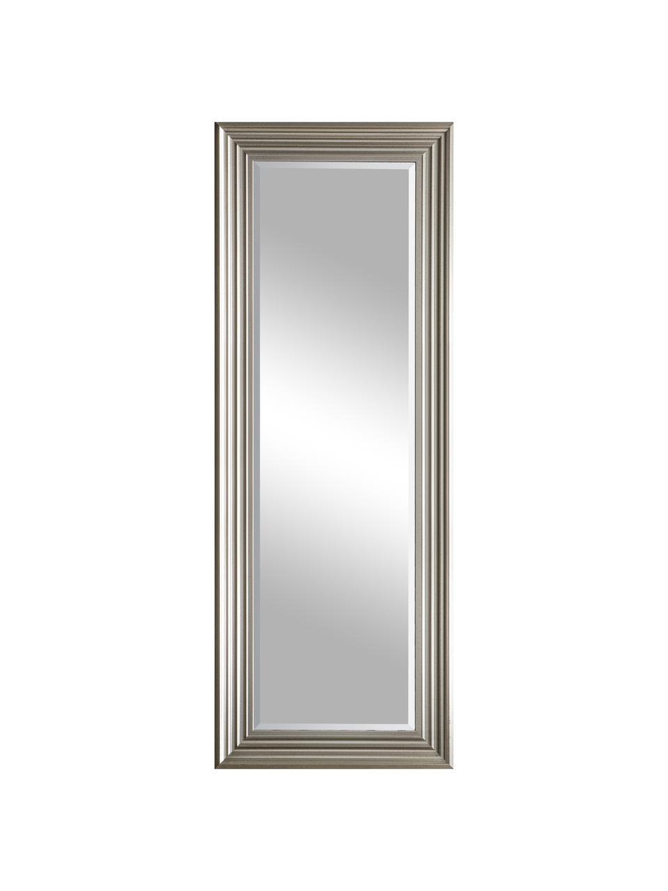 Eckiger Wandspiegel Haylen mit silbernem Rahmen, Rahmen: Kunststoff, Spiegelfläche: Spiegelglas, Silberfarben, B 48 x H 132 cm