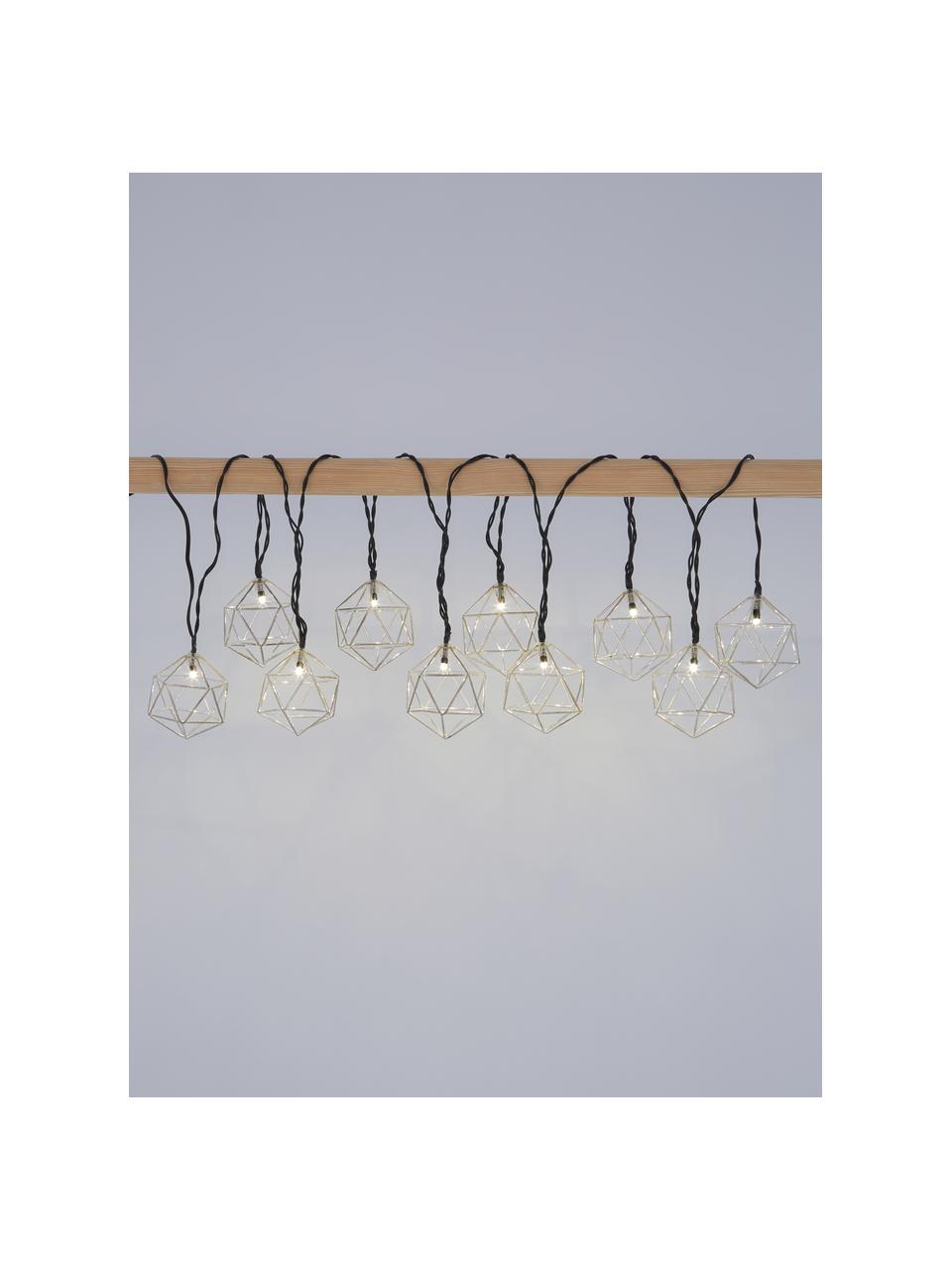 LED lichtslinger Edge, 525 cm, 10 lampions, Lampions: gecoat metaal, Chroomkleurig, L 525 cm