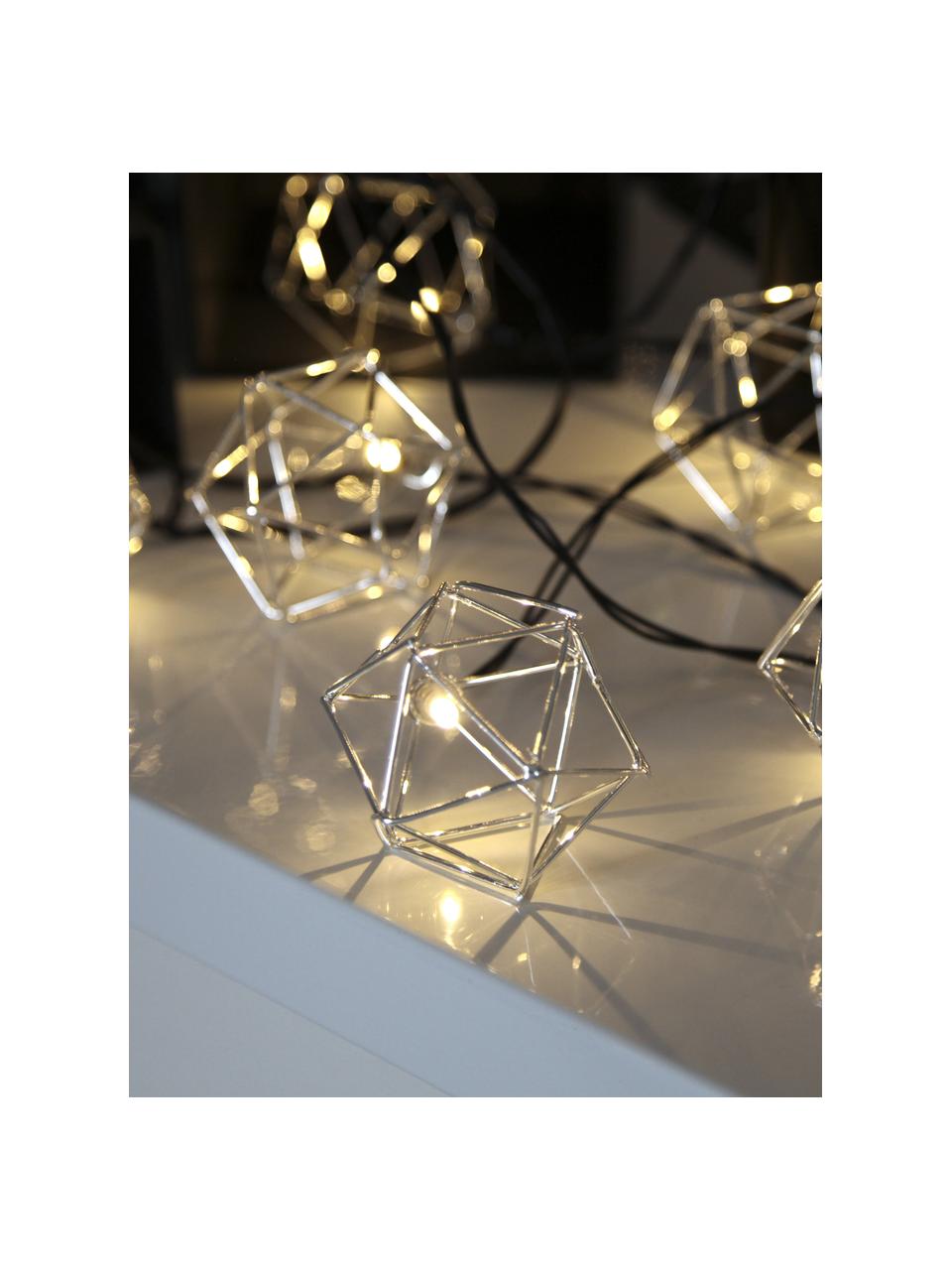 LED-Lichterkette Edge, 525 cm, 10 Lampions, Lampions: Metall, beschichtet, Chrom, L 525 cm