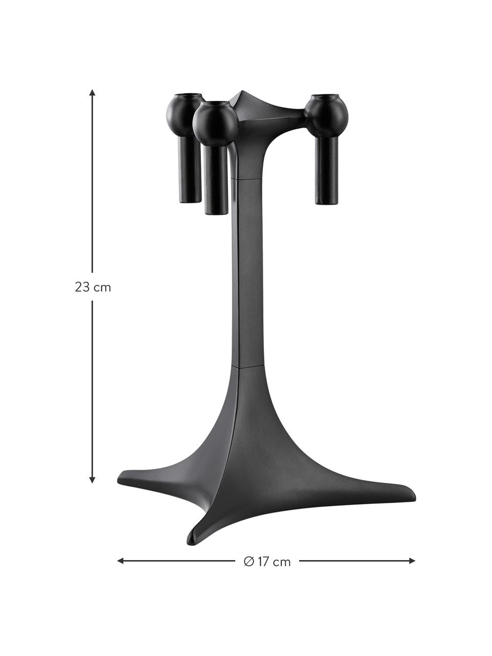 Svícen Stoff Nagel, Potažený kov, Černá, Ø 17 cm, V 23 cm