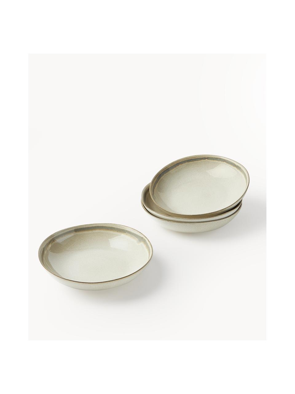 Assiettes creuses en grès émaillé Cia, 4 pièces, Grès cérame, Beige, Ø 21 x haut. 5 cm