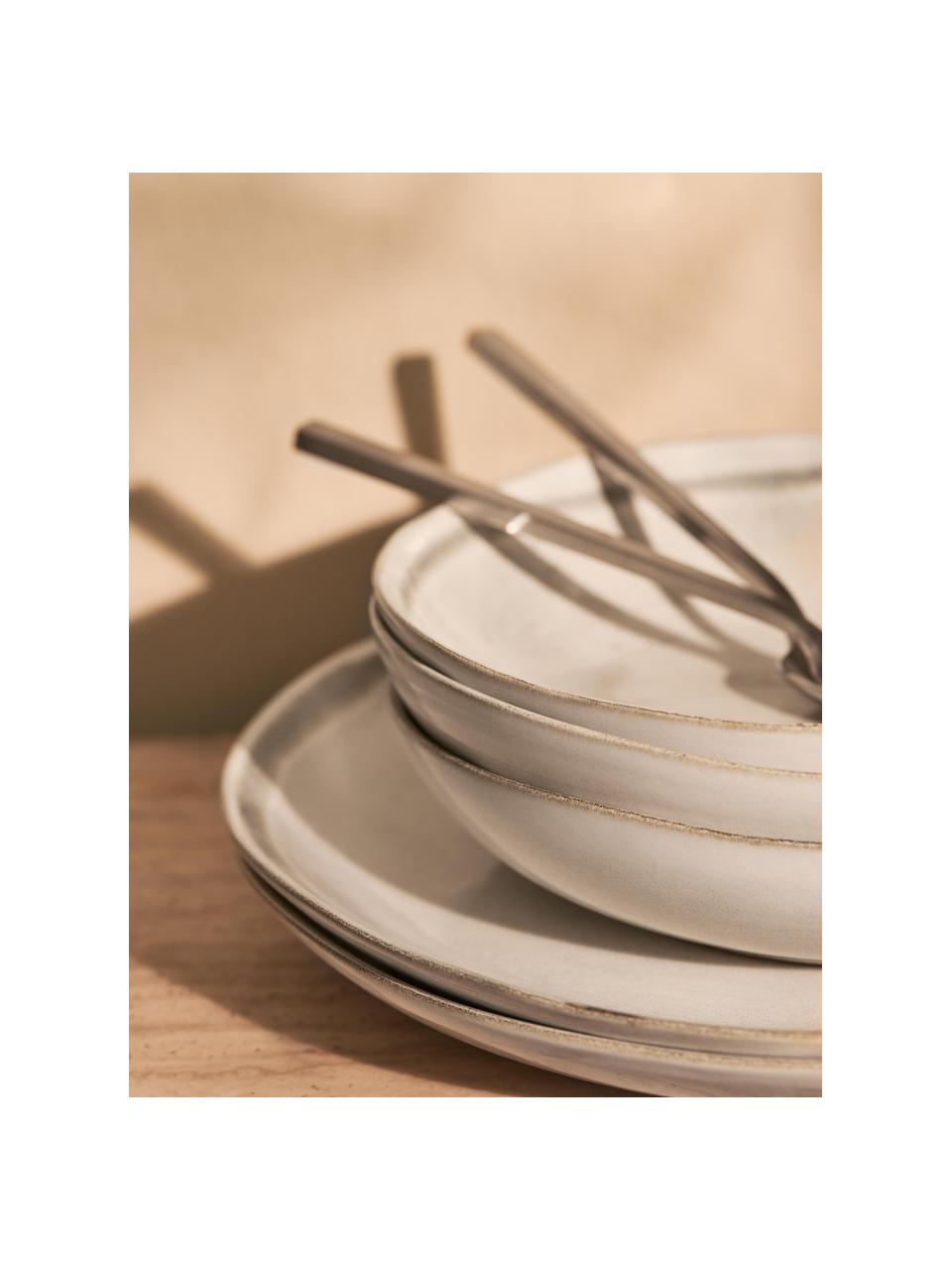 Assiettes creuses en grès émaillé Cia, 4 pièces, Grès cérame, Beige, Ø 21 x haut. 5 cm