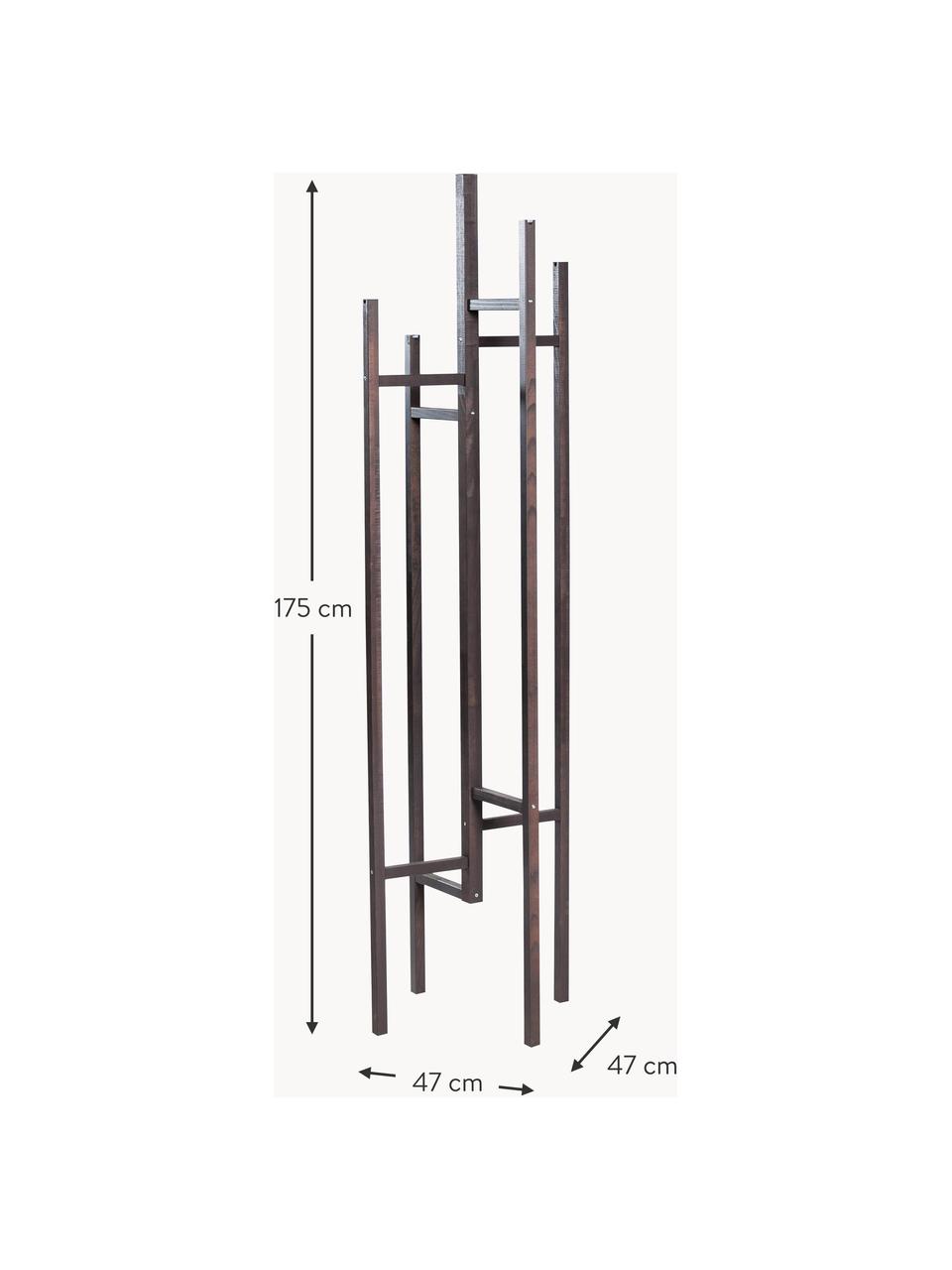 Wieszak stojący z drewna dębowego Eigen, Drewno dębowe lakierowane, Ciemne drewno dębowe, S 47 x W 175 cm