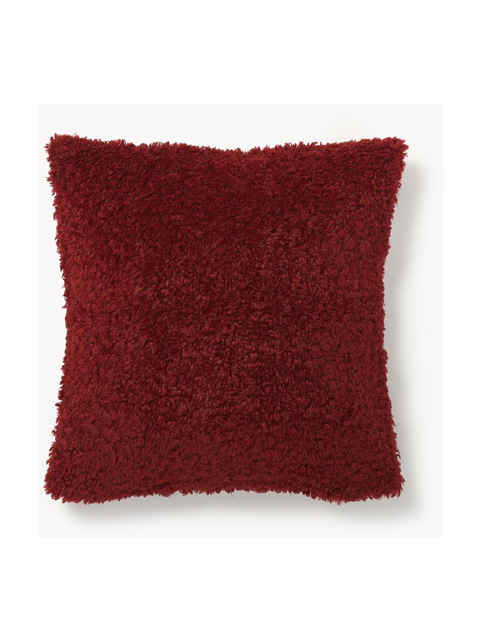 Housse de coussin en tissu peluche Dotty, 100 % polyester (tissu peluche), Lie de vin, larg. 45 x long. 45 cm