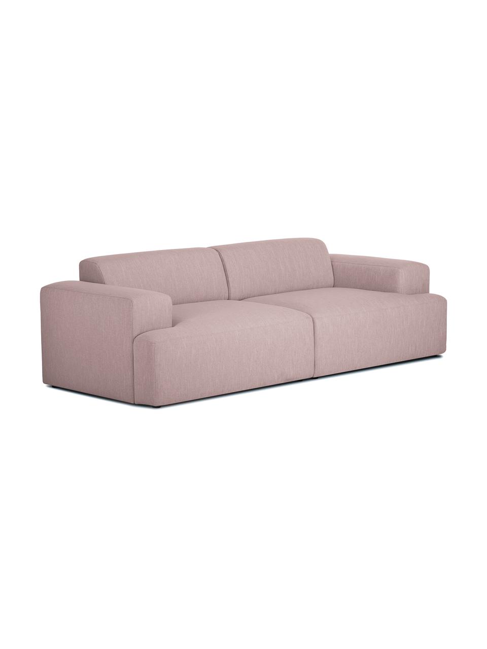 Sofa Melva (3-Sitzer) in Rosa, Bezug: Polyester Der hochwertige, Gestell: Massives Kiefernholz, Spa, Webstoff Rosa, B 240 x T 101 cm