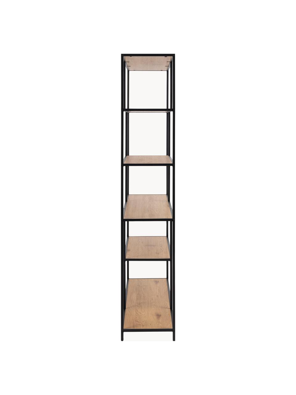 Scaffale grande Seaford, Ripiani: pannello MDF (fibra a med, Struttura: metallo verniciato a polv, Beige effetto legno, nero, Larg. 135 x Alt. 185 cm