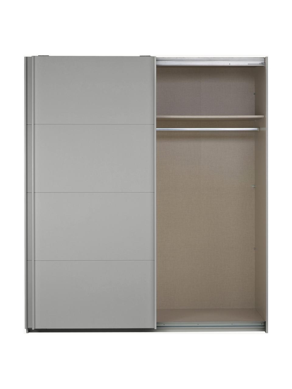 Schwebetürenschrank Mia, 2-türig, Holzwerkstoff aus heimischen Hölzern aus nachhaltiger Forstwirtschaft, beschichtet, Grau, B 180 x H 210 cm