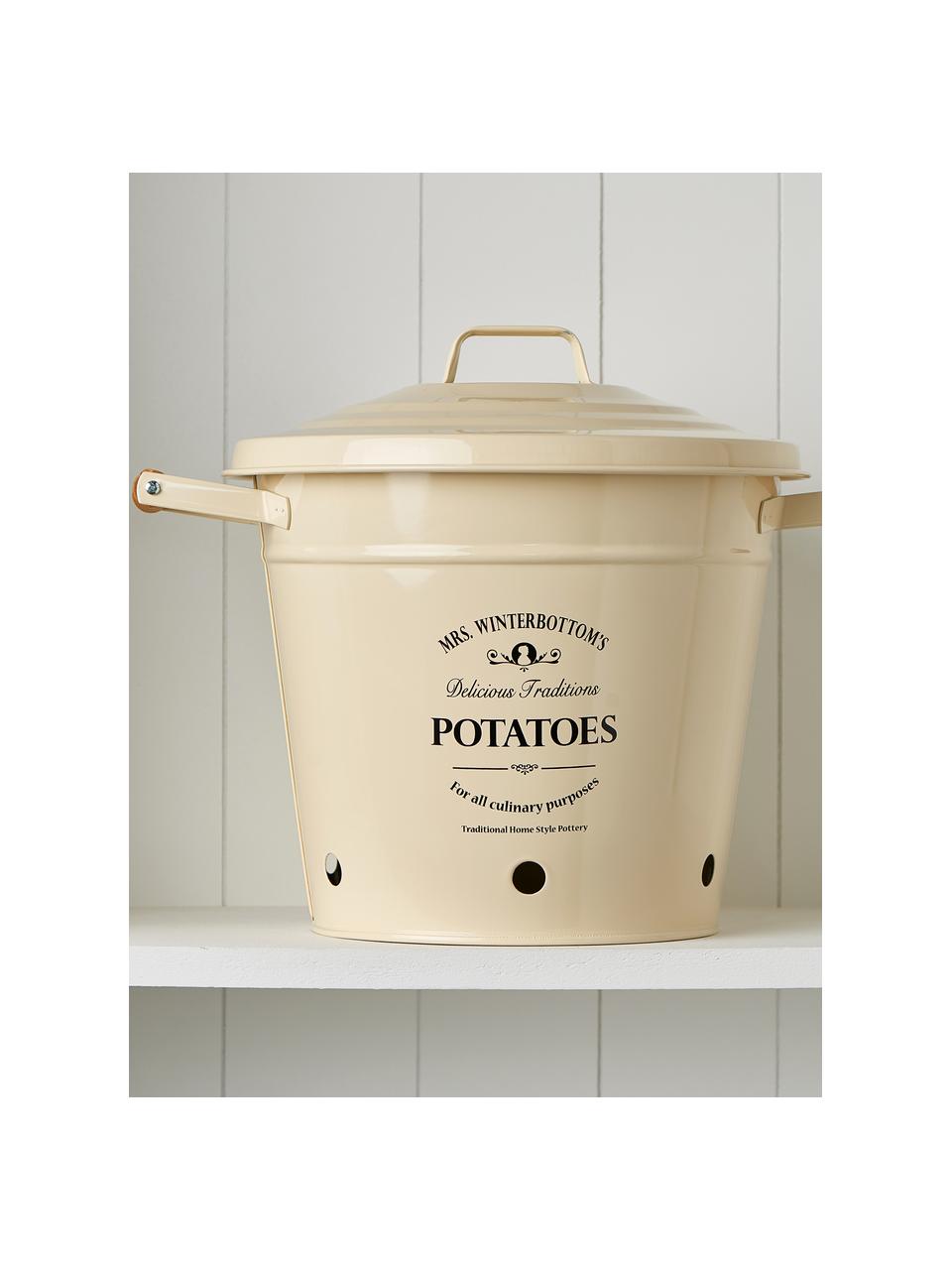 Contenitore Mrs. Winterbottoms Potatoes, Metallo, zincato e laccato, Bianco crema, nero, Ø 29 x Alt. 26 cm