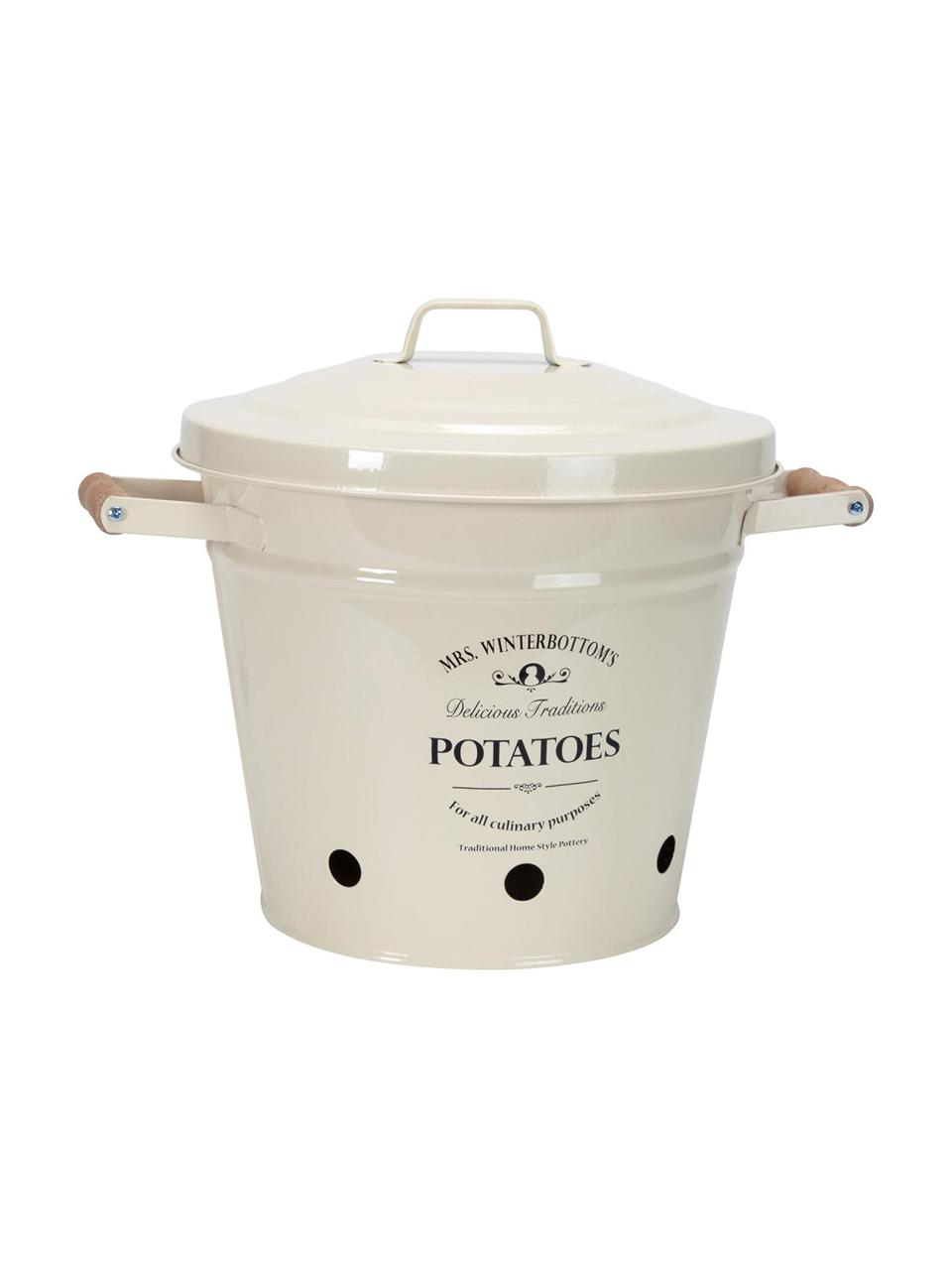 Contenitore Mrs. Winterbottoms Potatoes, Metallo, zincato e laccato, Bianco crema, nero, Ø 29 x Alt. 26 cm