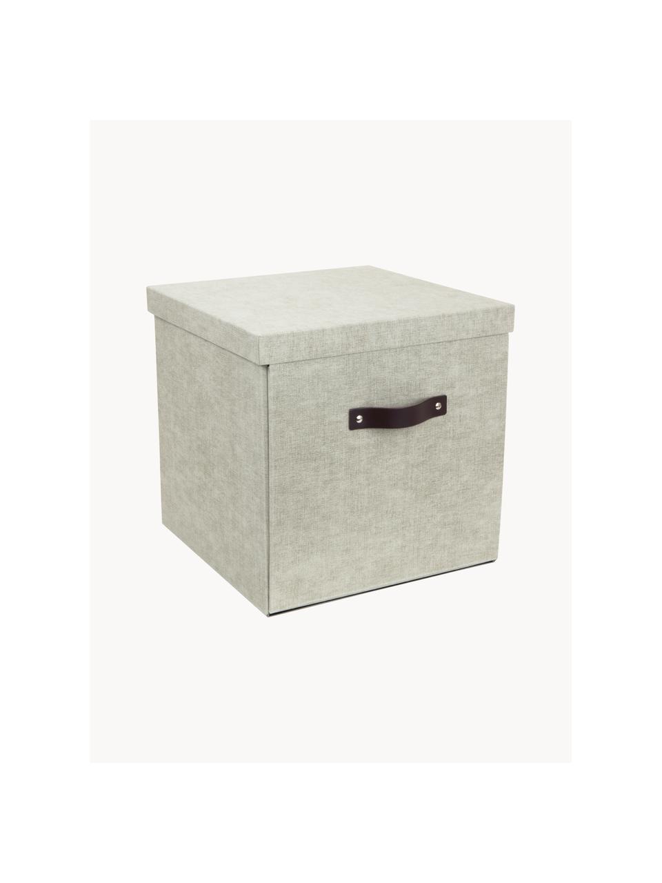 Aufbewahrungsbox Logan, Box: Canvas, fester Karton, Griff: Leder, Hellbeige, B 32 x T 32 cm