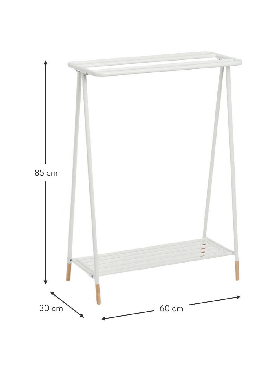 Portasciugamani in metallo Mella, Struttura: metallo rivestito, Piedini: caucciù, Bianco, Larg. 60 x Alt. 85 cm