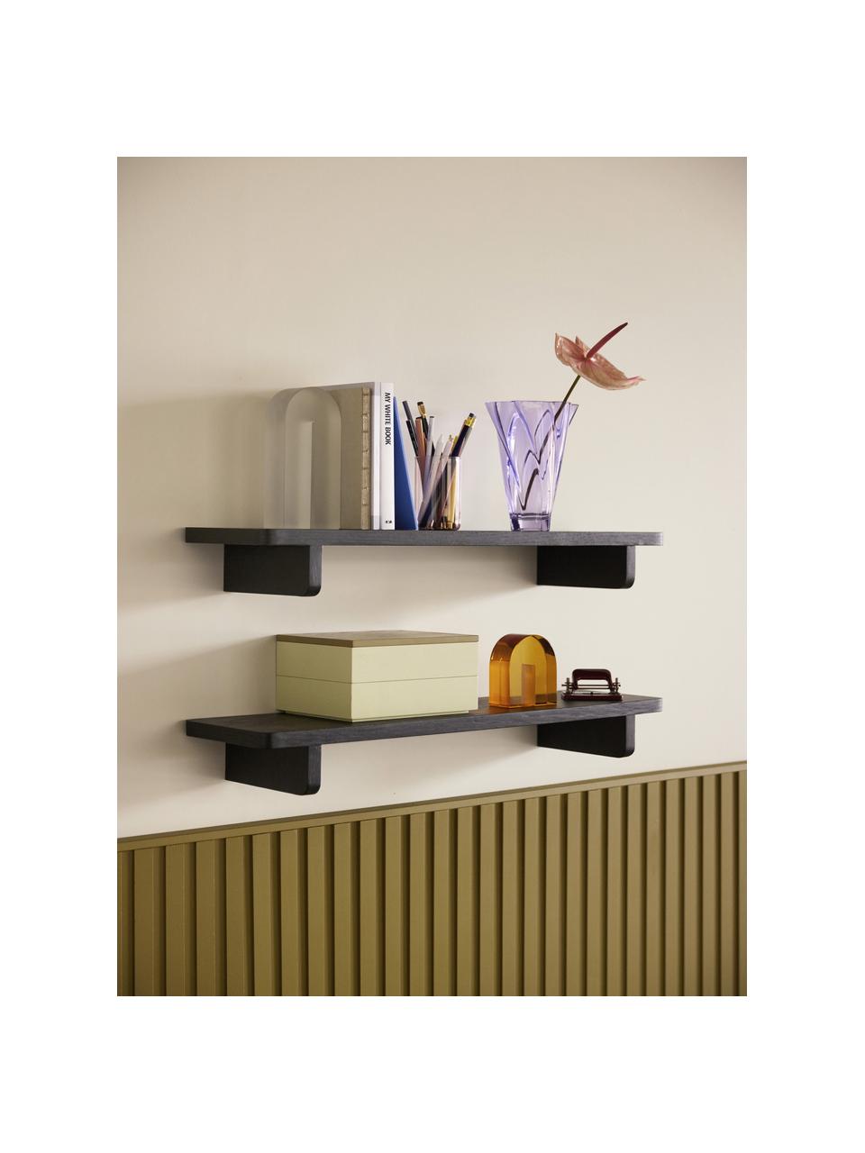 Holz-Wandregal Poke, Eichenholzfurnier, FSC-zertifiziert, Schwarz, B 80 x H 9 cm