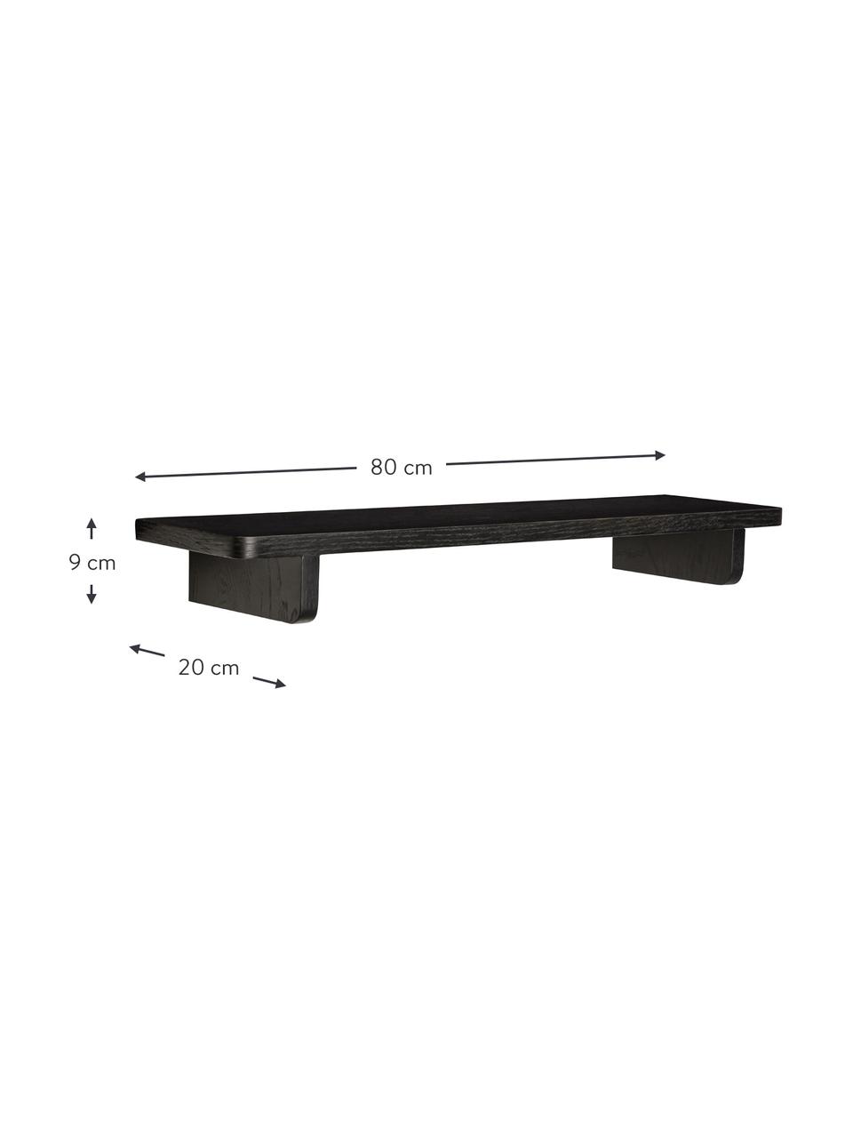 Houten wandrek Poke, Eikenhoutfineer, FSC-gecertificeerd, Zwart, B 80 x H 9 cm