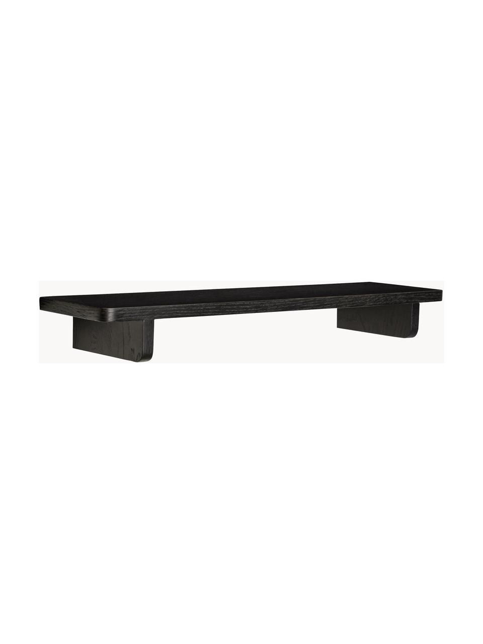 Estante de pared de madera Poke, Chapa de madera de roble con certificado FSC, Negro, An 80 x Al 9 cm