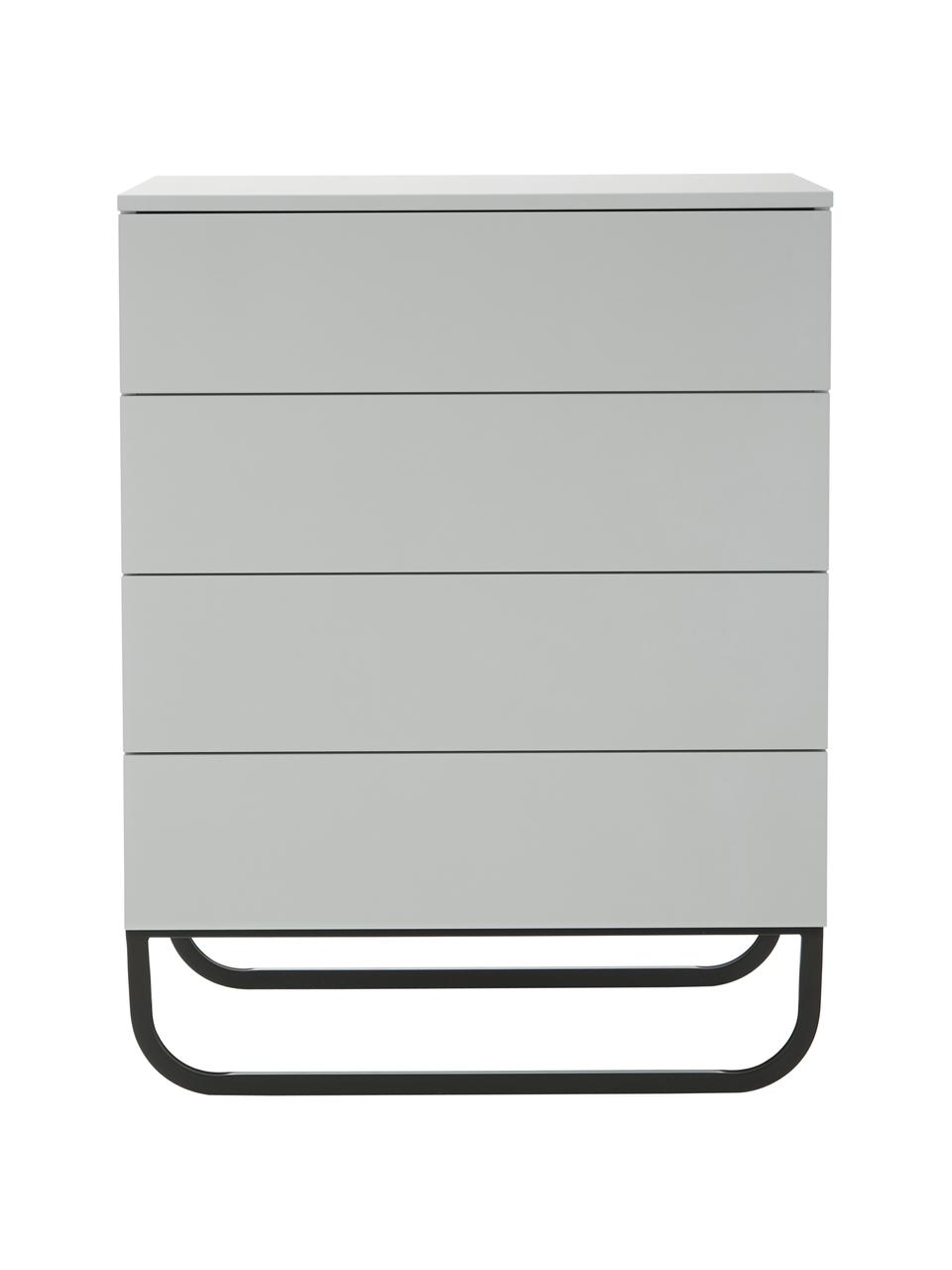 Cómoda cajonera Sanford, Estructura: tablero de fibras de dens, Parte trasera: tablero de fibras de desi, Patas: metal con pintura en polv, Gris claro, negro, An 80 x Al 106 cm