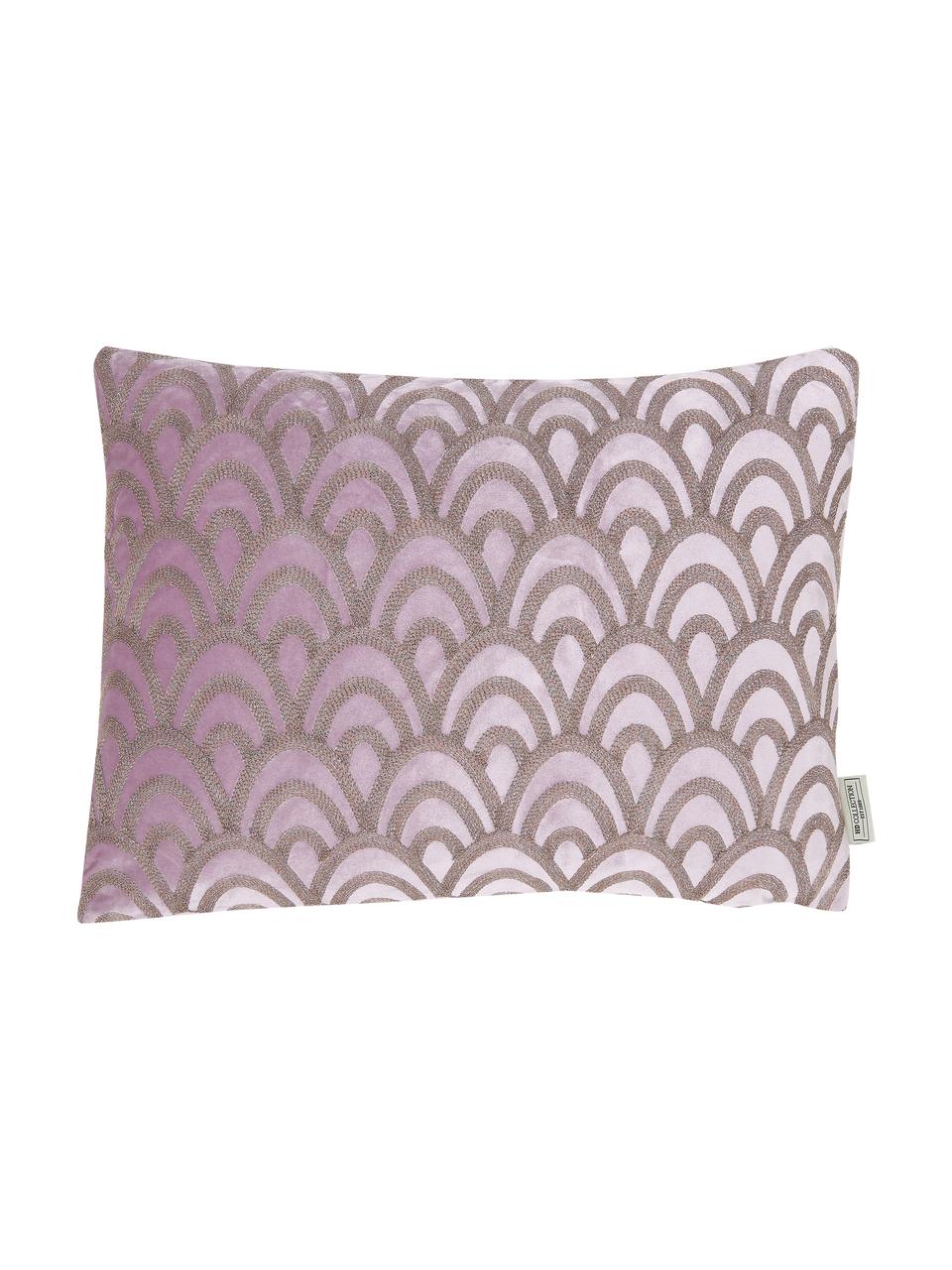 Fluwelen kussen Trole met glanzende borduurwerk, met vulling, 100% fluweel (polyester), Roze, zilverkleurig, 40 x 60 cm
