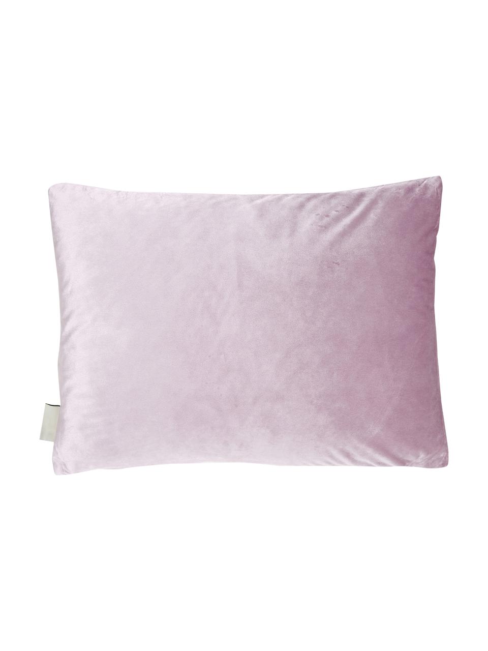Haftowana poduszka z aksamitu  z wypełnieniem Trole, 100% aksamit (poliester), Różowy, odcienie srebrnego, S 40 x D 60 cm