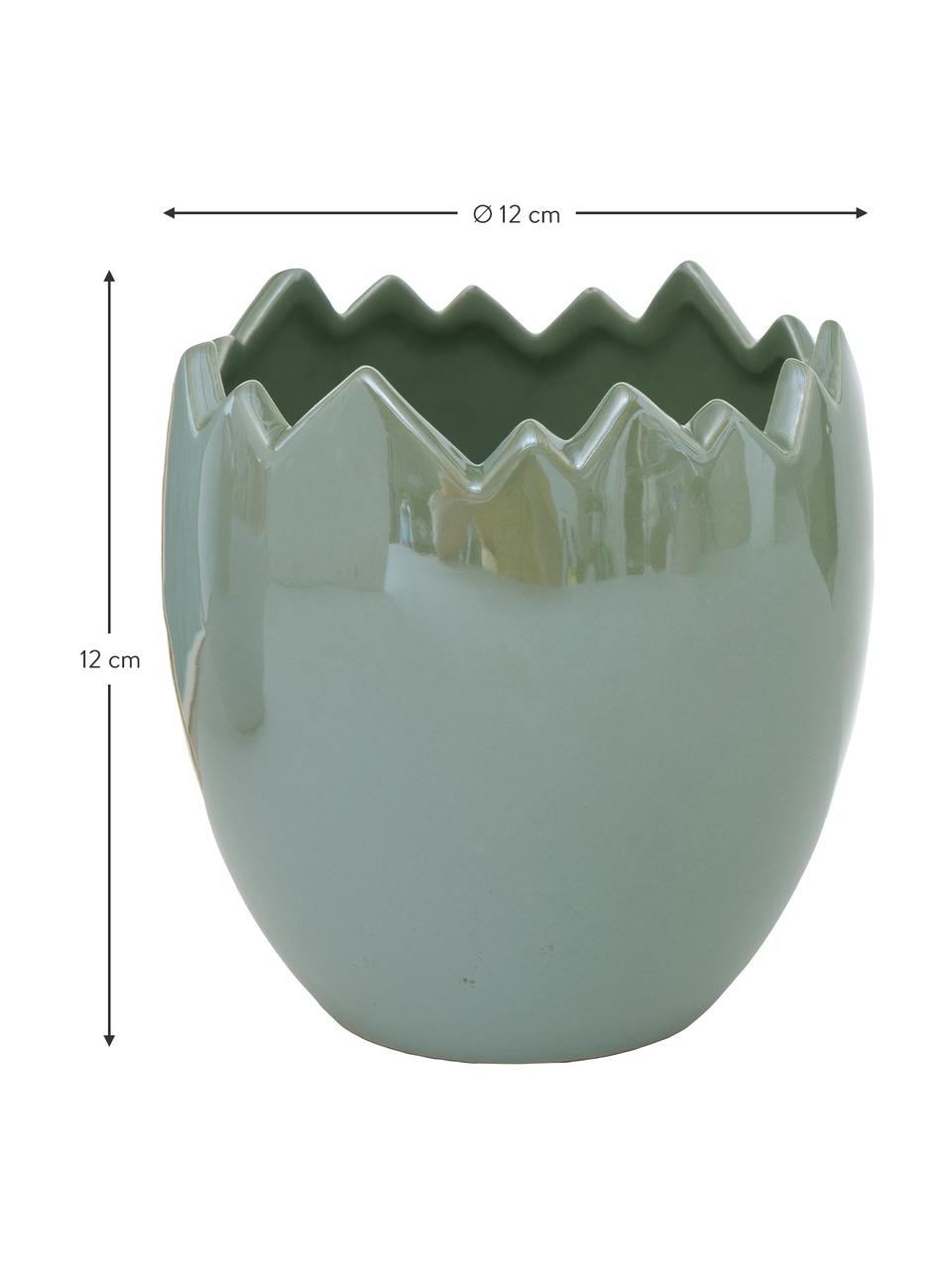 Komplet ręcznie wykonanych osłonek na doniczkę Enya, 3 elem., Kamionka, Szałwiowy zielony, złamana biel efektem perłowym, Ø 12 x W 12 cm