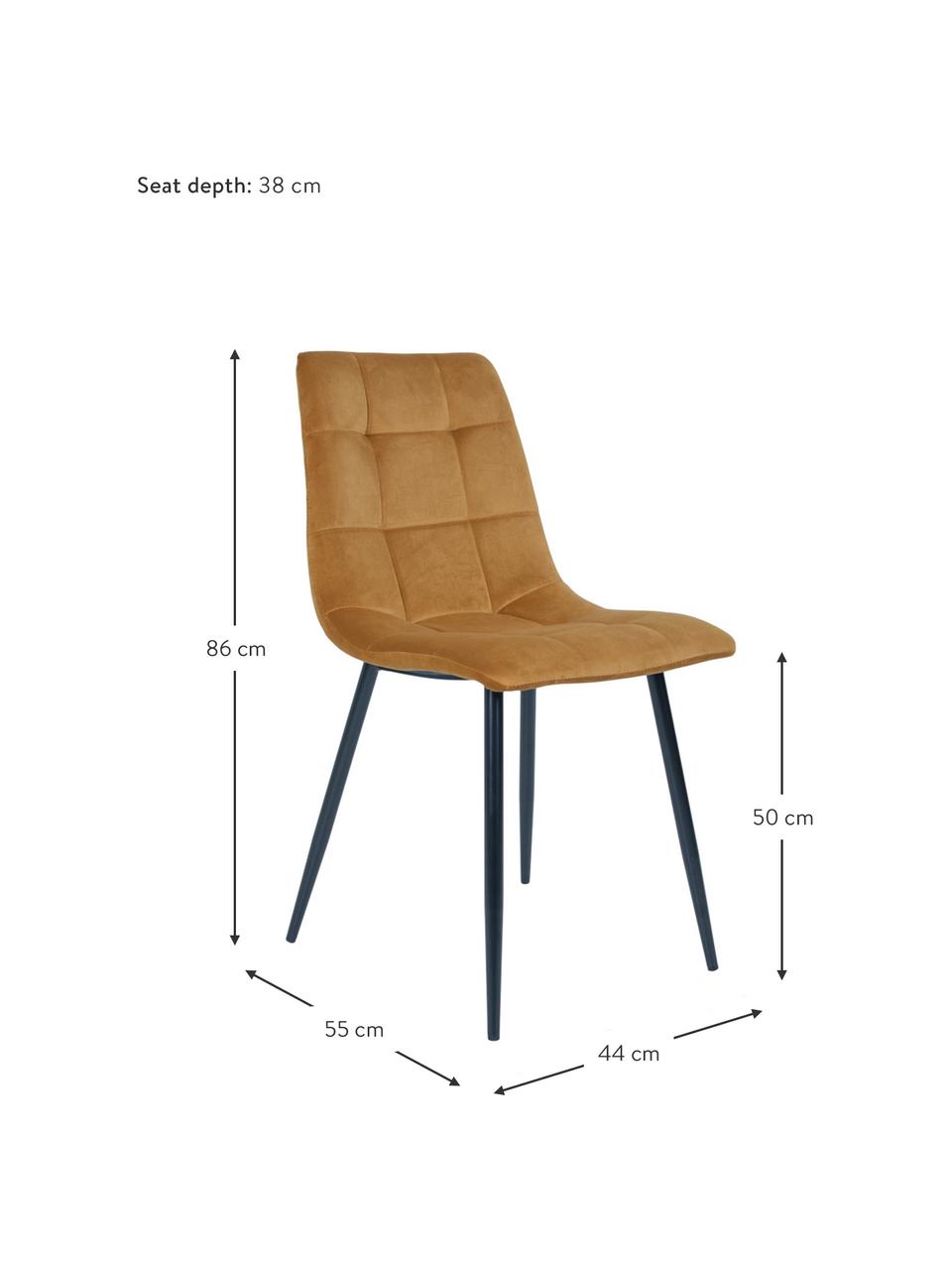 Sametová čalouněná židle Middleton, Hořčicově žlutá, Š 44 cm, H 55 cm