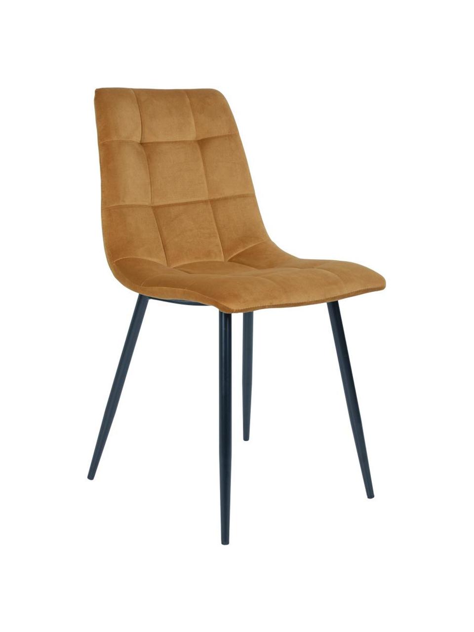 Sametová čalouněná židle Middleton, Hořčicově žlutá, Š 44 cm, H 55 cm