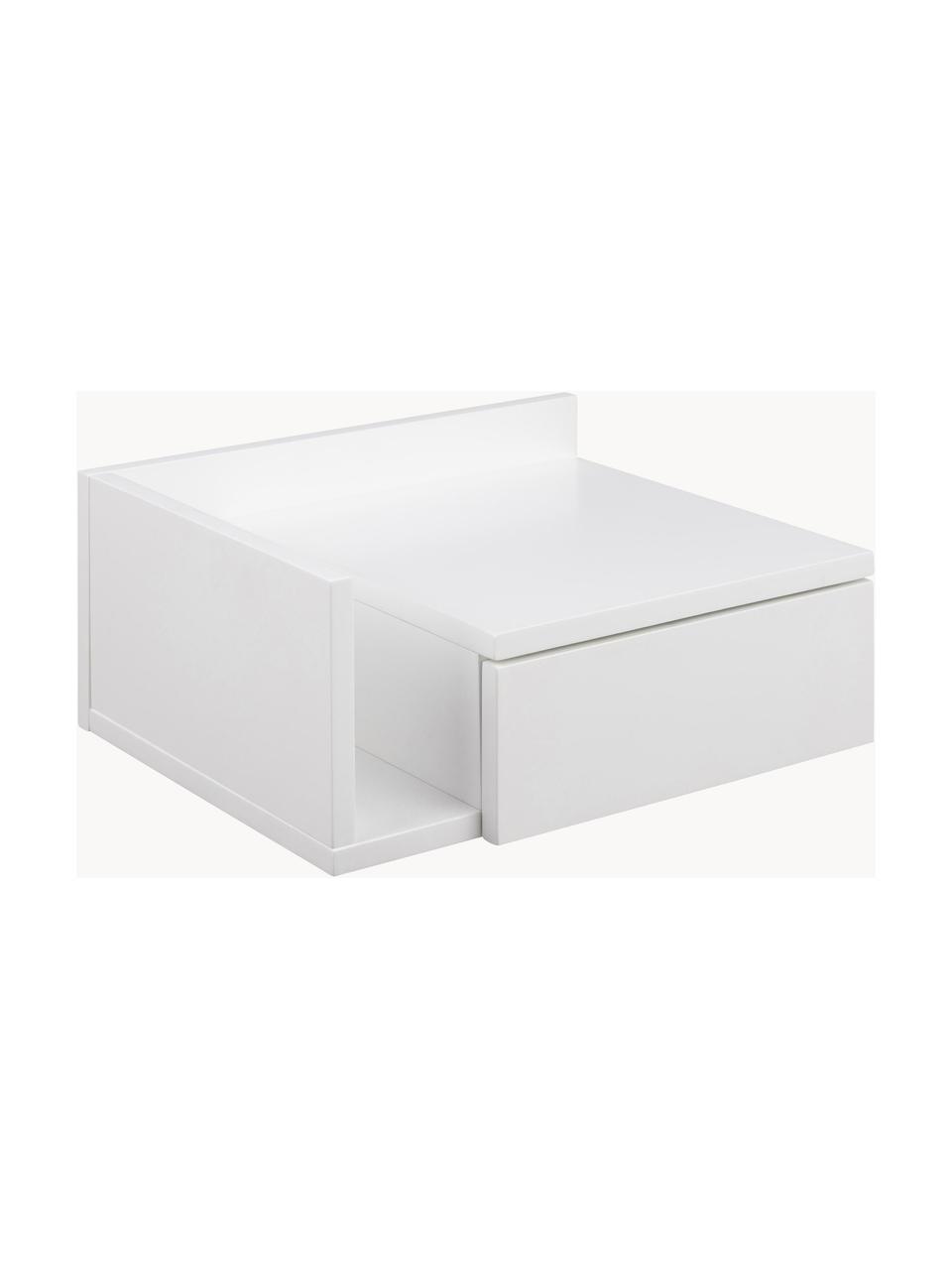 Ścienna szafka nocna Ashlan, Płyta pilśniowa średniej gęstości (MDF) lakierowana, Drewno naturalne lakierowane na biało, S 40 x W 17 cm