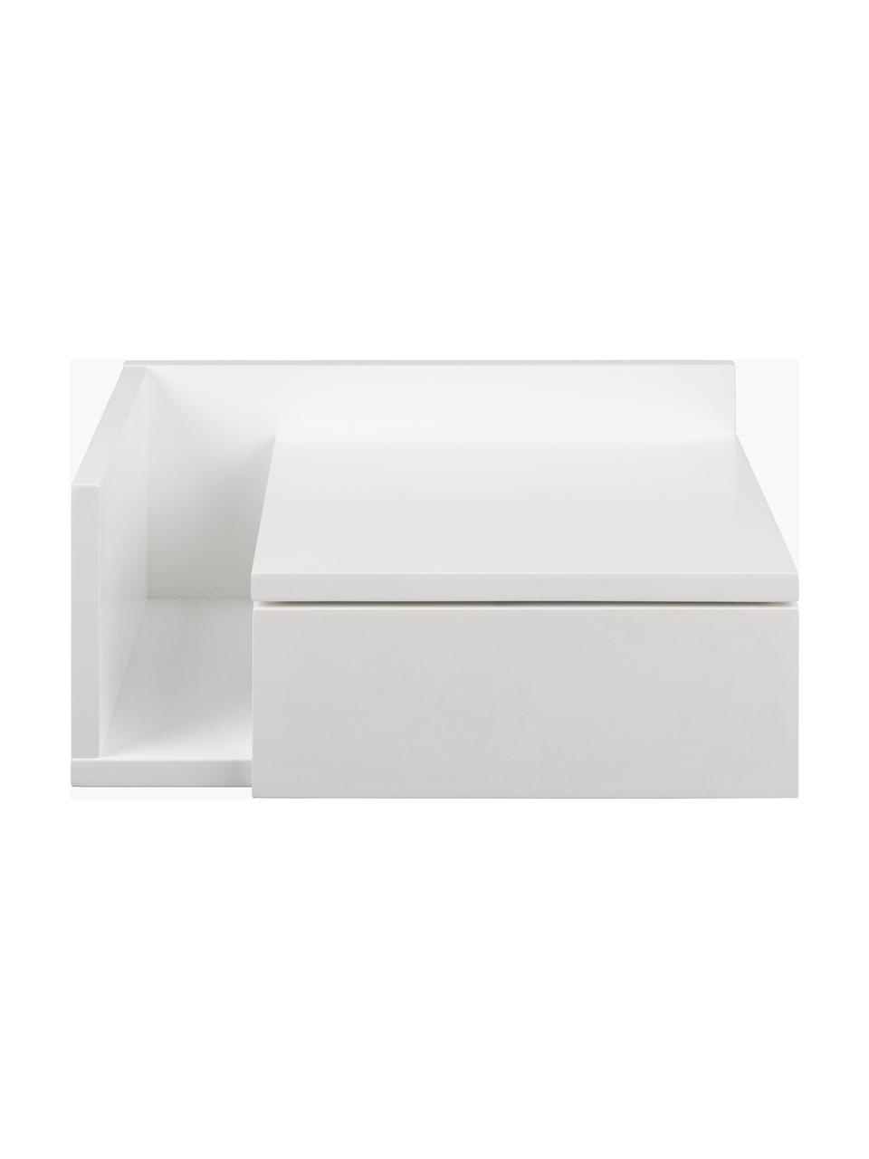 Table de chevet murale Ashlan, MDF, laqué, Blanc, larg. 40 x haut. 17 cm