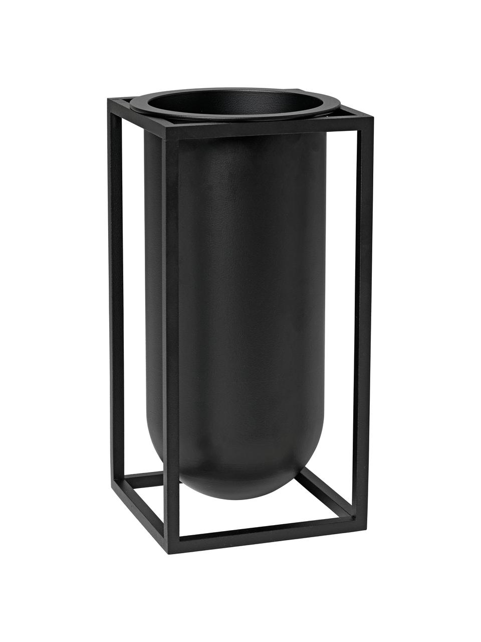 Ručně vyrobená designová váza Kubus, Lakovaný hliník, Černá, Š 10 cm, V 20 cm