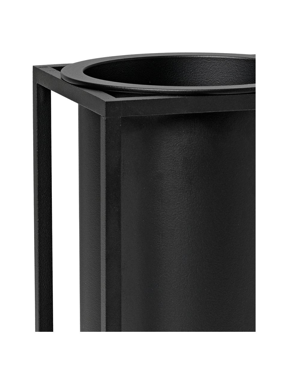 Jarrón artesanal de diseño Kubus, Aluminio pintado, Negro, An 10 x Al 20 cm